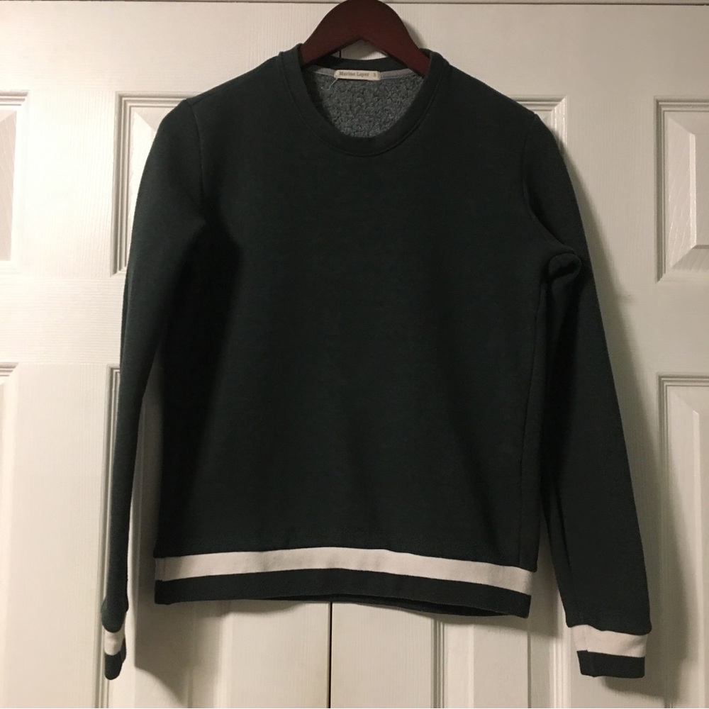 Marine Layer Forest Green Crew Neck Pullover Sweatshirt